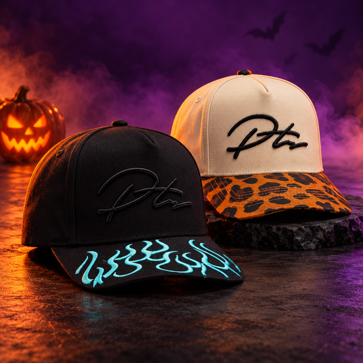 Halloween Cap Duo — ενδεικτικός συνδυασμός Midnight Flame και Golden Leopard